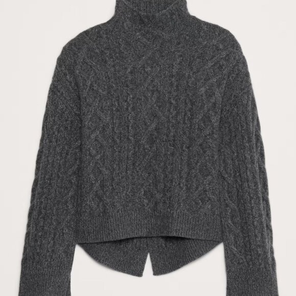 NWOT Banana Republic Cashmere Cable-Knit Sweater With Vented Back, S - Picture 7 of 7